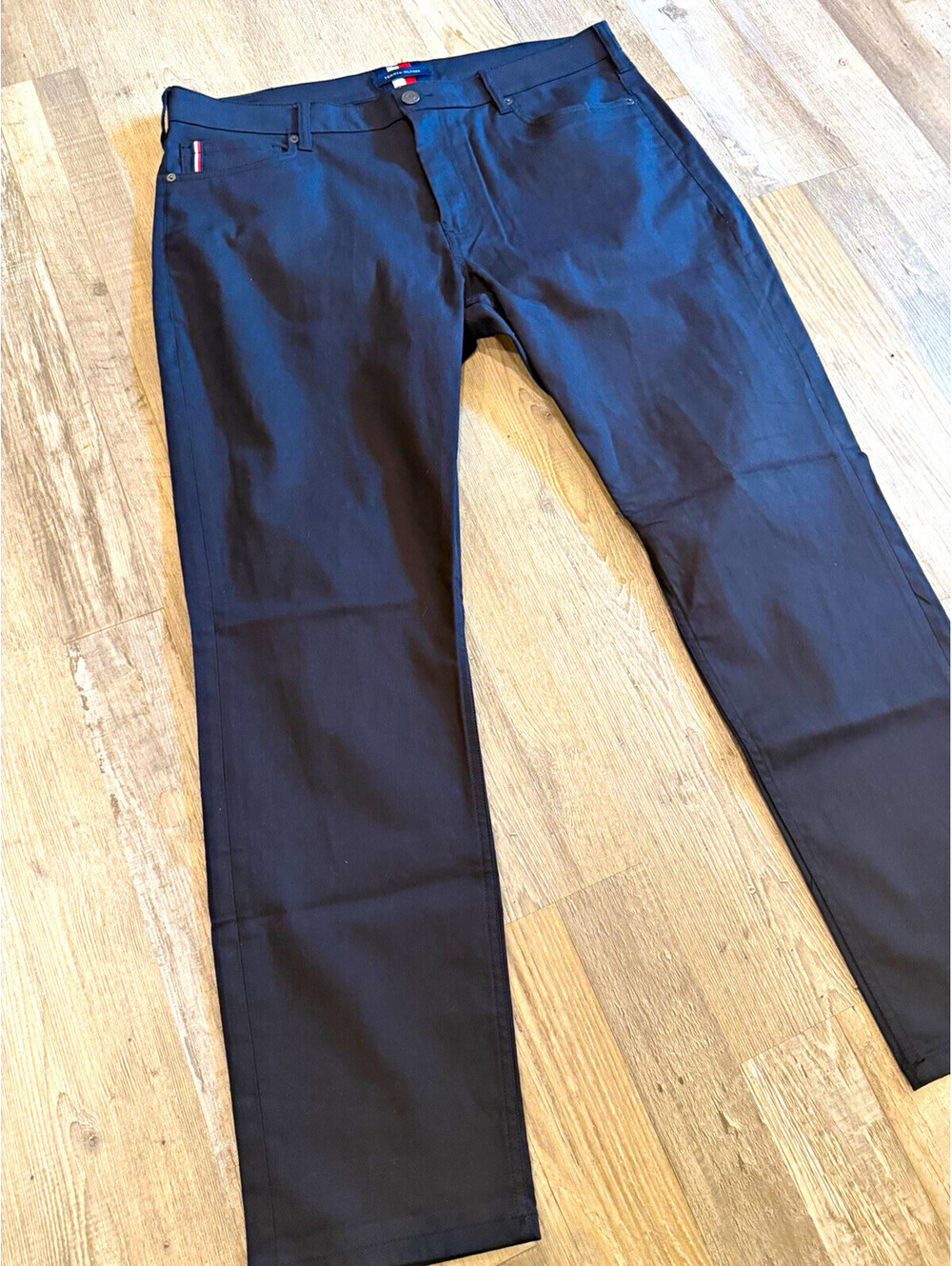 Tommy Hilfiger Men's Black Twill Straight Leg Casual Pants Stretch 5-Pocket 38